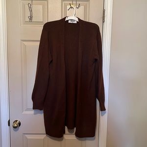 Brown, balloon sleeve, long cardigan